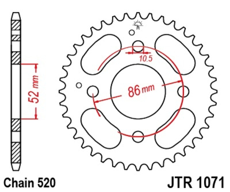 JT SPROCKETS Steel Standard Rear Sprocket 1071 - 520