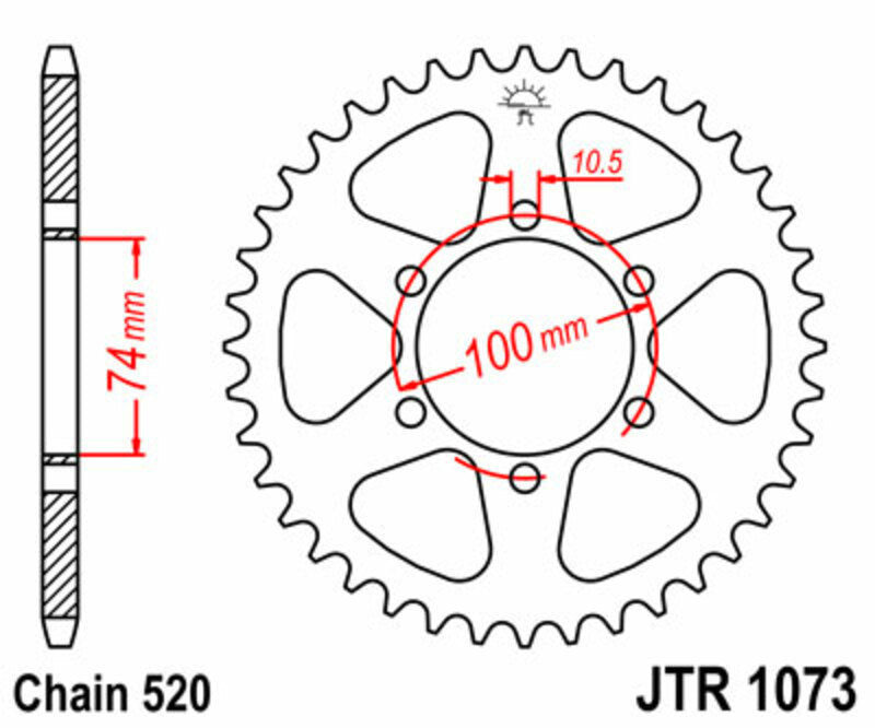 JT SPROCKETS Steel Standard Rear Sprocket 1073 - 520