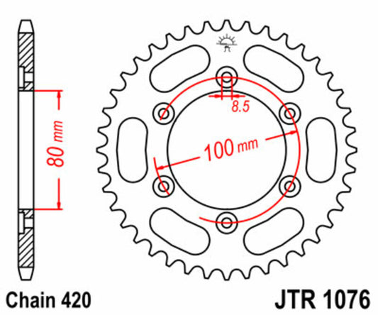 JT SPROCKETS Steel Standard Rear Sprocket 1076 - 420 - 1074869002