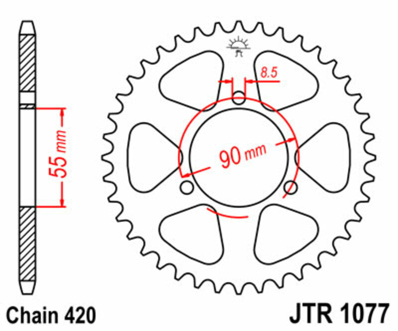 JT SPROCKETS Steel Standard Rear Sprocket 1077 - 420