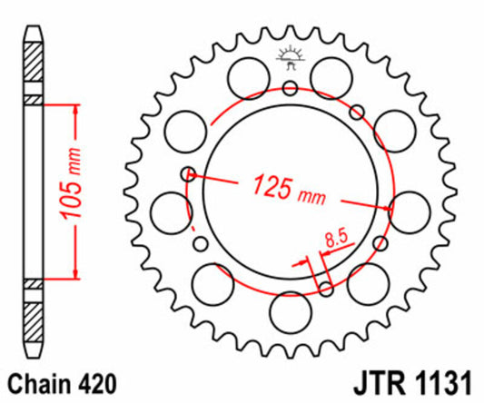 JT SPROCKETS Steel Standard Rear Sprocket 1131 - 420 - 1074876003