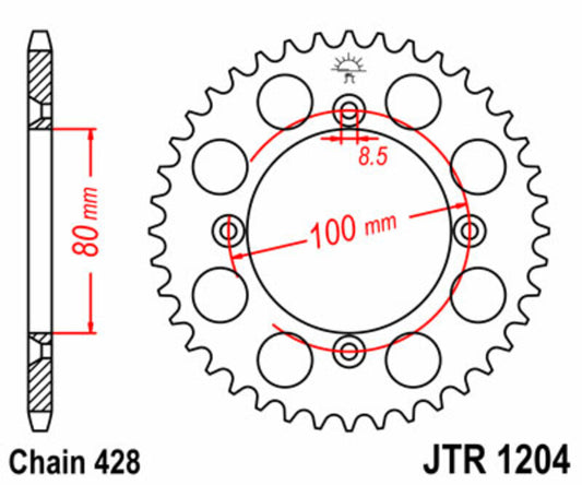 JT SPROCKETS Steel Standard Rear Sprocket 1204 - 428