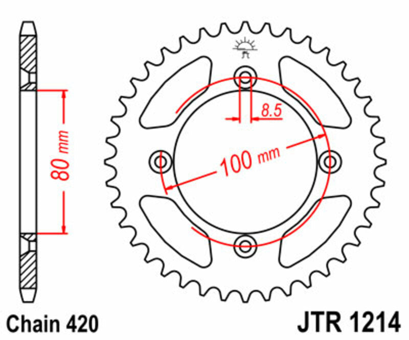 JT SPROCKETS Steel Standard Rear Sprocket 1214 - 420 - 1074886004