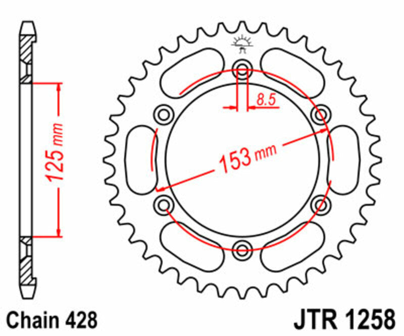 JT SPROCKETS Steel Standard Rear Sprocket 1258 - 428