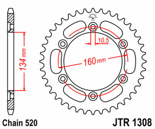 JT SPROCKETS Steel Standard Rear Sprocket 1308 - 520