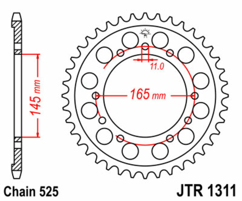 JT SPROCKETS Steel Standard Rear Sprocket 1311 - 525