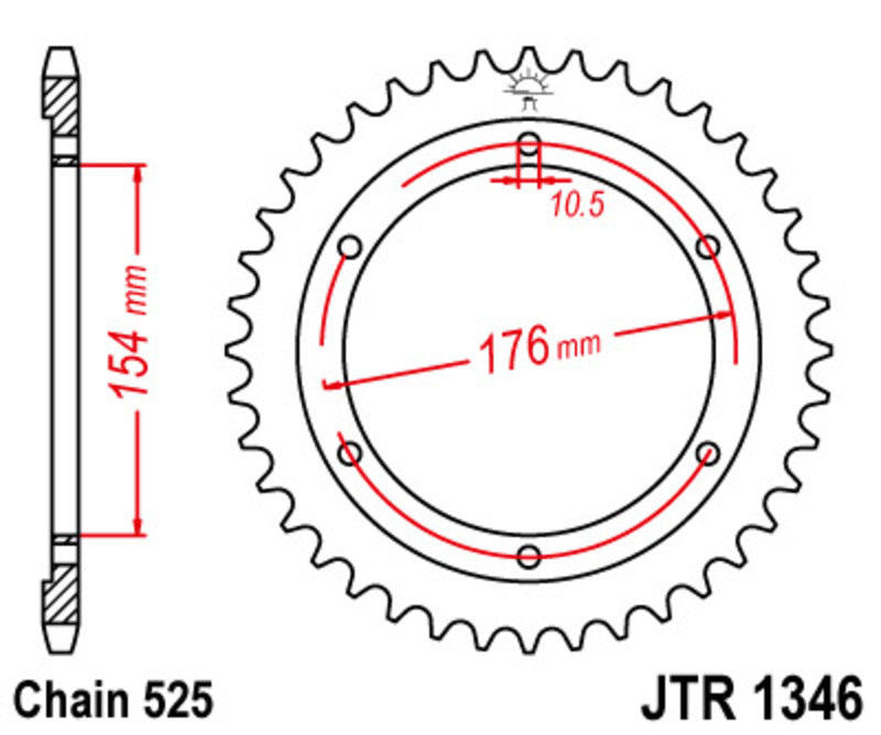 JT SPROCKETS Steel Standard Rear Sprocket 1346 - 525