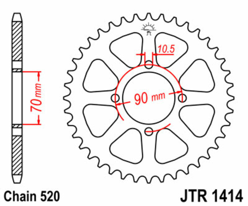 JT SPROCKETS Steel Standard Rear Sprocket 1414 - 520