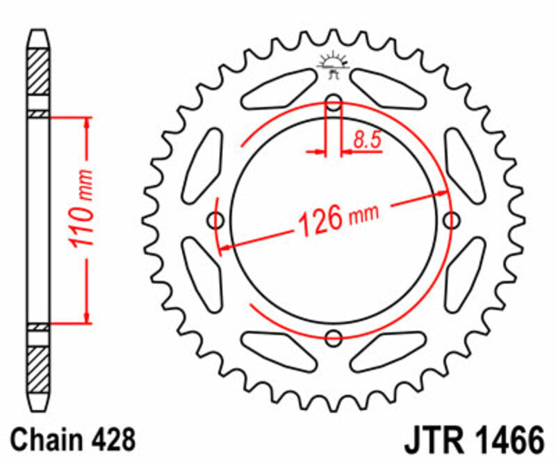 JT SPROCKETS Steel Standard Rear Sprocket 1466 - 428