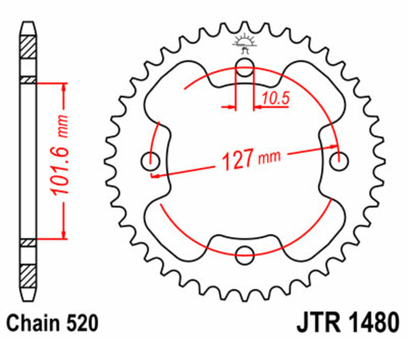 JT SPROCKETS Steel Standard Rear Sprocket 1480 - 520