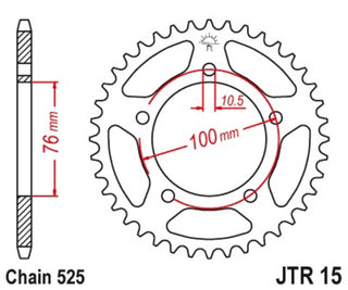 JT SPROCKETS Steel Standard Rear Sprocket 15 - 525