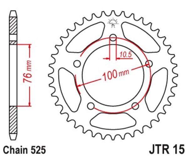 JT SPROCKETS Steel Standard Rear Sprocket 15 - 525