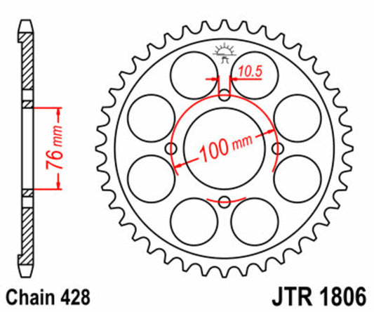 JT SPROCKETS Steel Standard Rear Sprocket 1806 - 428 - 1074951001