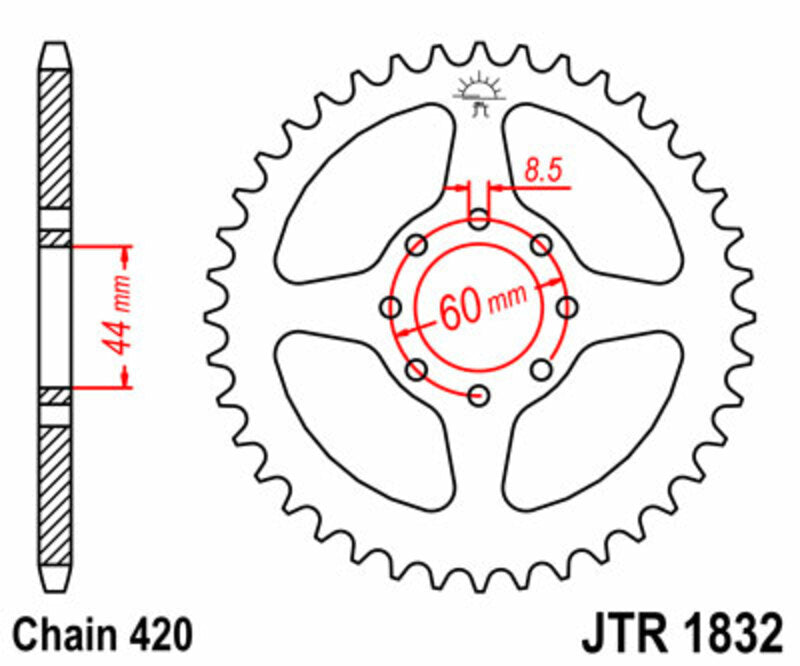 JT SPROCKETS Steel Standard Rear Sprocket 1832 - 420