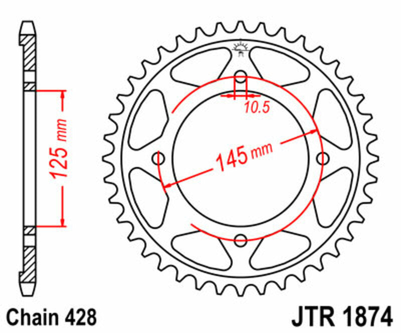 JT SPROCKETS Steel Standard Rear Sprocket 1874 - 428