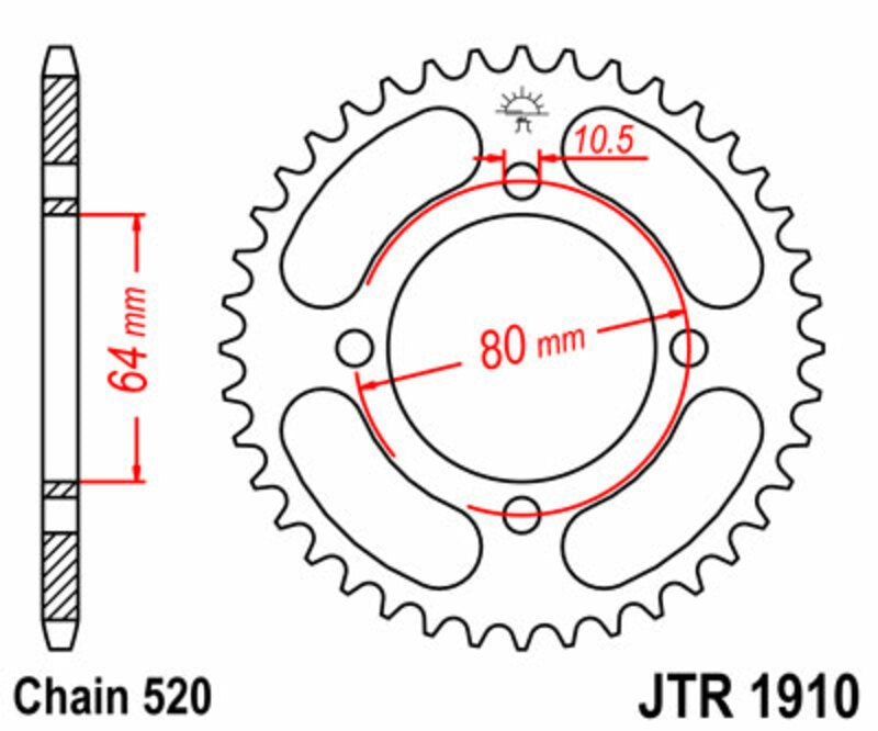 JT SPROCKETS Steel Standard Rear Sprocket 1910 - 520