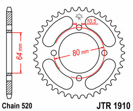 JT SPROCKETS Steel Standard Rear Sprocket 1910 - 520