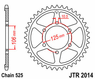 JT SPROCKETS Steel Standard Rear Sprocket 2014 - 525 - 1074984002