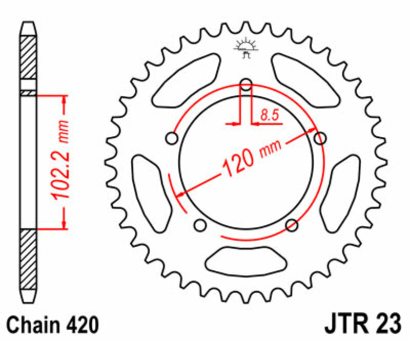 JT SPROCKETS Steel Standard Rear Sprocket 23 - 420