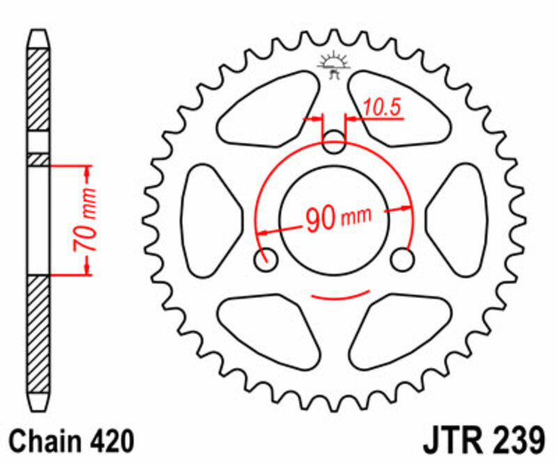 JT SPROCKETS Steel Standard Rear Sprocket 239 - 420 - 1074997003