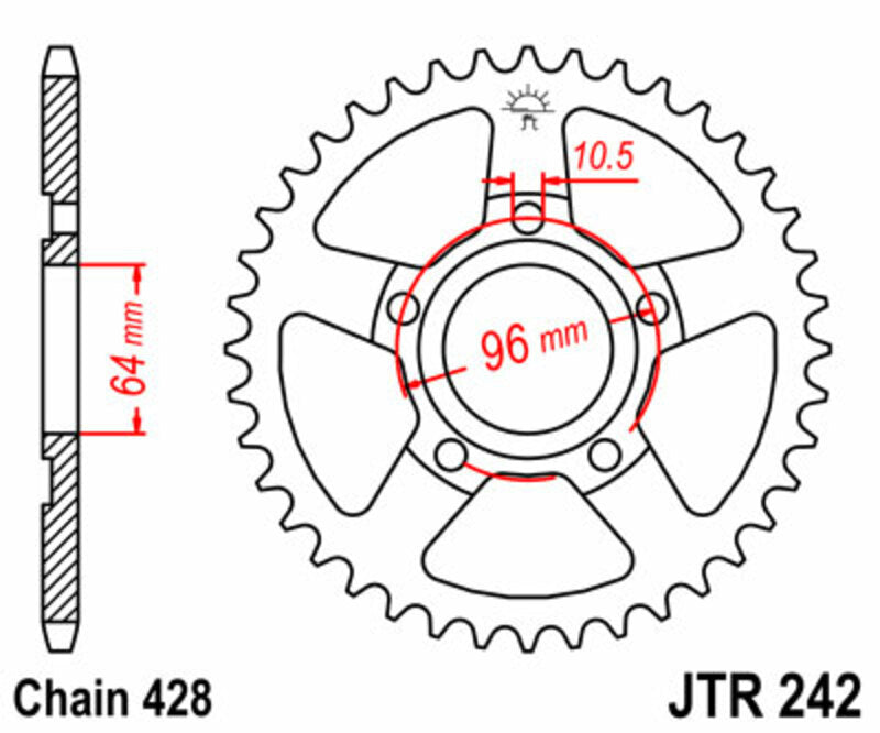 JT SPROCKETS Steel Standard Rear Sprocket 242 - 428