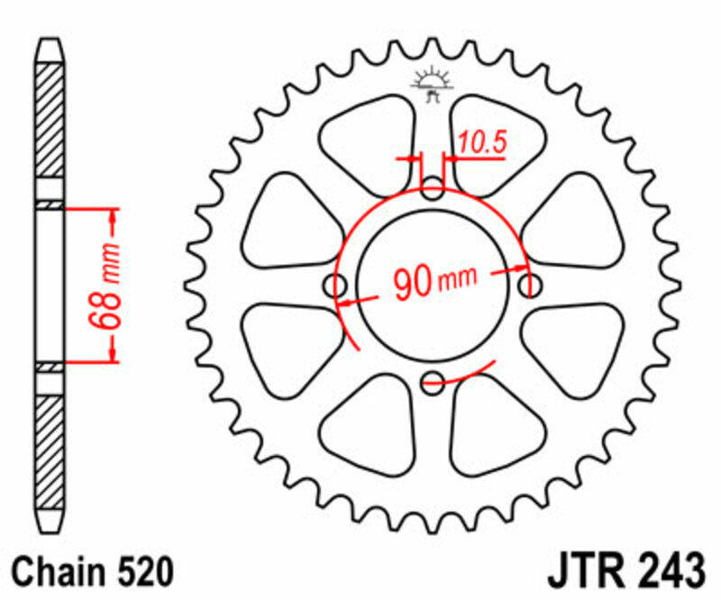 JT SPROCKETS Steel Standard Rear Sprocket 243 - 520