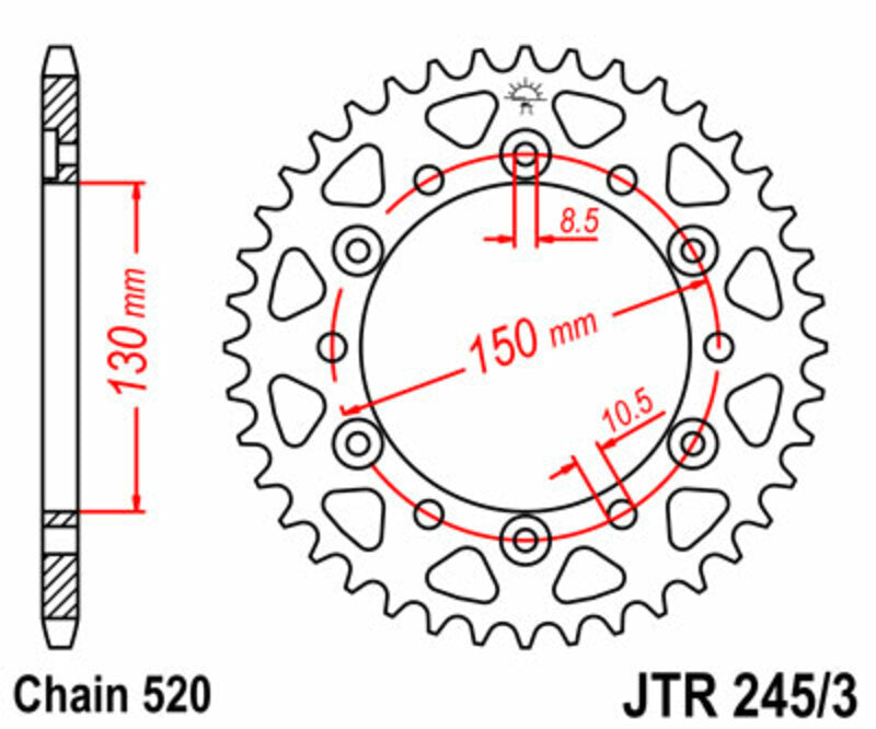 JT SPROCKETS Steel Standard Rear Sprocket 245/3 - 520 - 1075003001