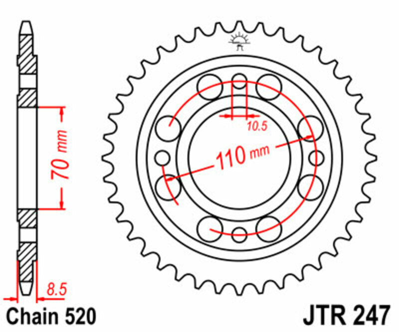 JT SPROCKETS Steel Standard Rear Sprocket 247 - 520
