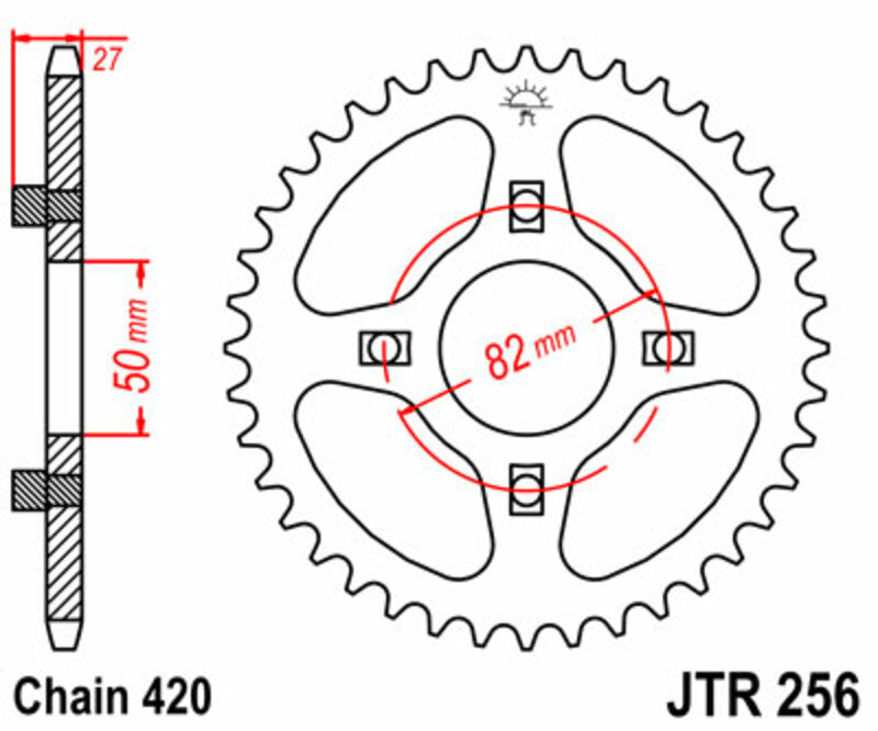 JT SPROCKETS Steel Standard Rear Sprocket 256 - 420 - 1075012003