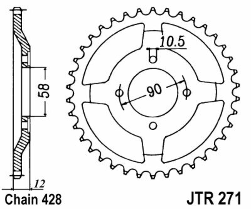 JT SPROCKETS Steel Standard Rear Sprocket 271 - 428