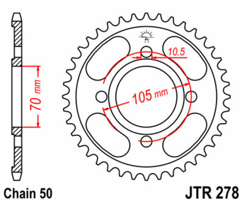 JT SPROCKETS Steel Standard Rear Sprocket 278 - 530 - 1075024002