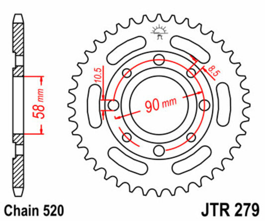 JT SPROCKETS Steel Standard Rear Sprocket 279 - 520 - 1075025007