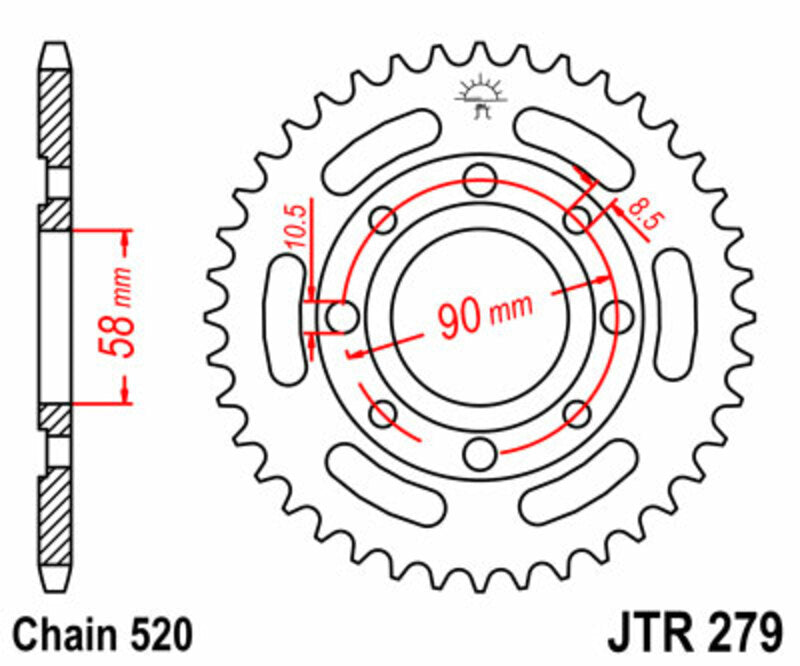 JT SPROCKETS Steel Standard Rear Sprocket 279 - 520 - 1075025007