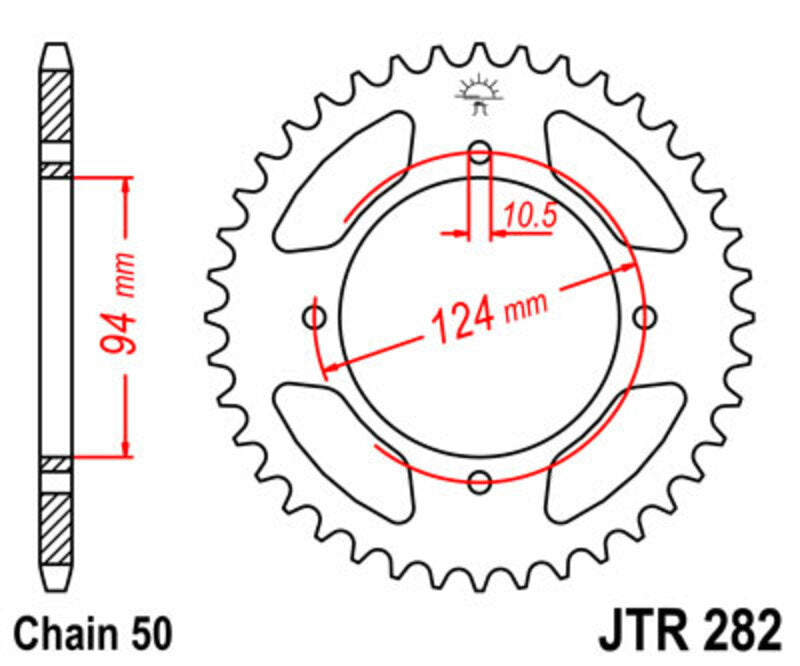 JT SPROCKETS Steel Standard Rear Sprocket 282 - 530 - 1075029001