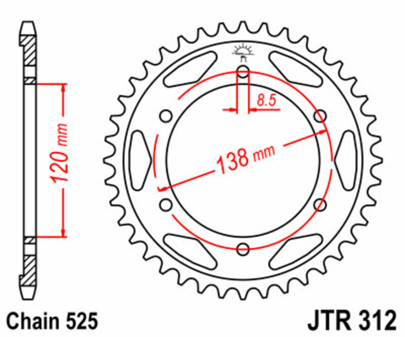 JT SPROCKETS Steel Standard Rear Sprocket 312 - 525