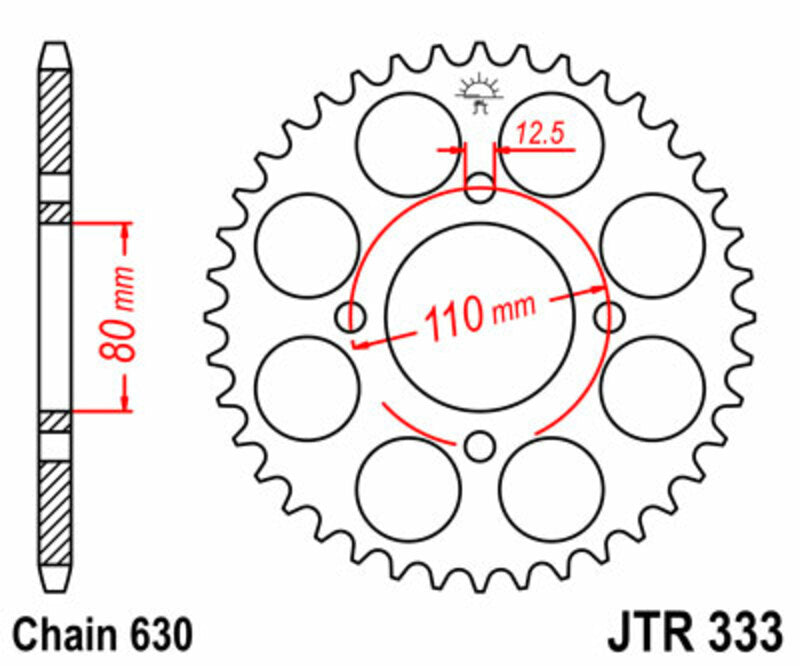 JT SPROCKETS Steel Standard Rear Sprocket 333 - 630