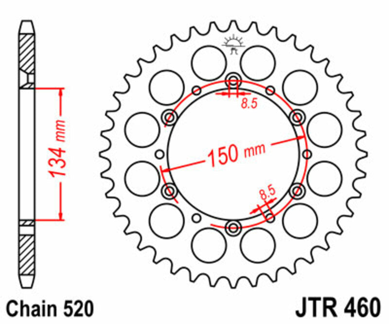 JT SPROCKETS Steel Standard Rear Sprocket 460 - 520 - 1075043009