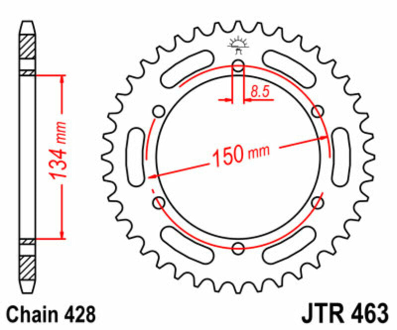 JT SPROCKETS Steel Standard Rear Sprocket 463 - 428 - 1075046002