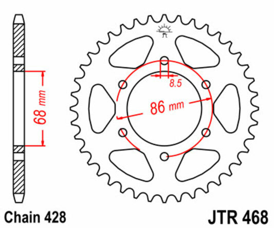 JT SPROCKETS Steel Standard Rear Sprocket 468 - 428