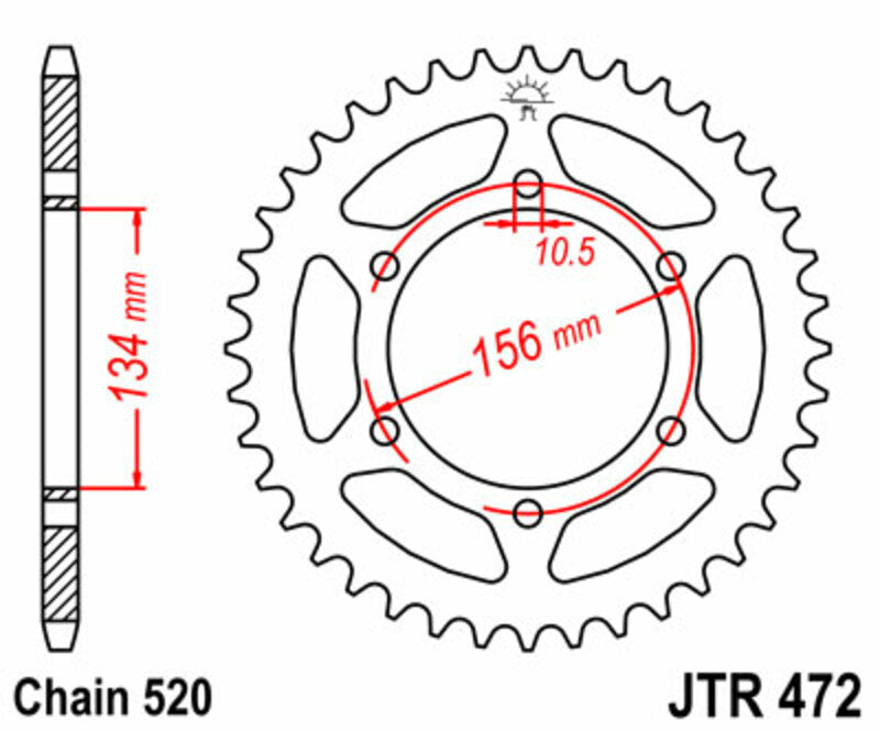 JT SPROCKETS Steel Standard Rear Sprocket 472 - 520 - 1075051001