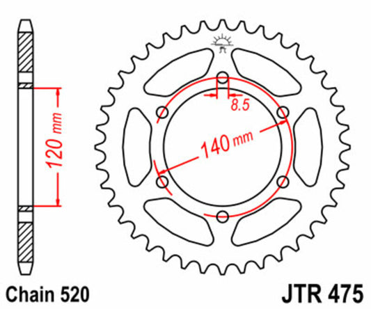 JT SPROCKETS Steel Standard Rear Sprocket 475 - 520