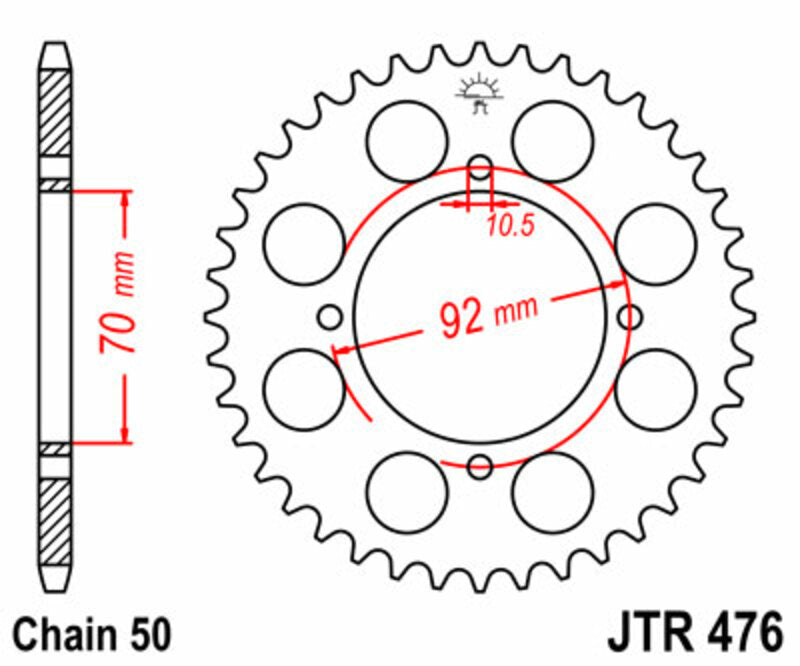 JT SPROCKETS Steel Standard Rear Sprocket 476 - 530