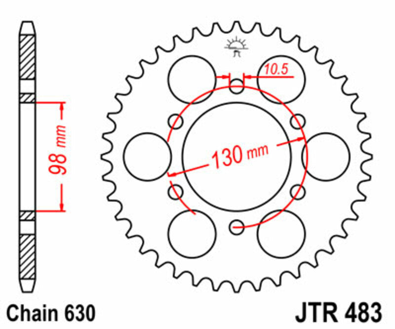 JT SPROCKETS Steel Standard Rear Sprocket 483 - 630