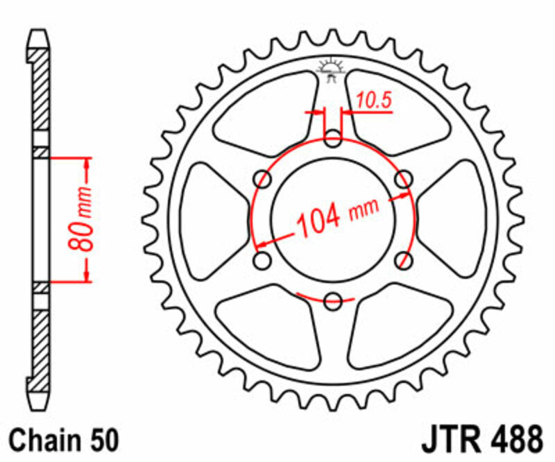 JT SPROCKETS Steel Standard Rear Sprocket 488 - 530 - 1075066003