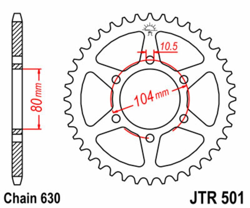 JT SPROCKETS Steel Standard Rear Sprocket 501 - 630 - 1075073006