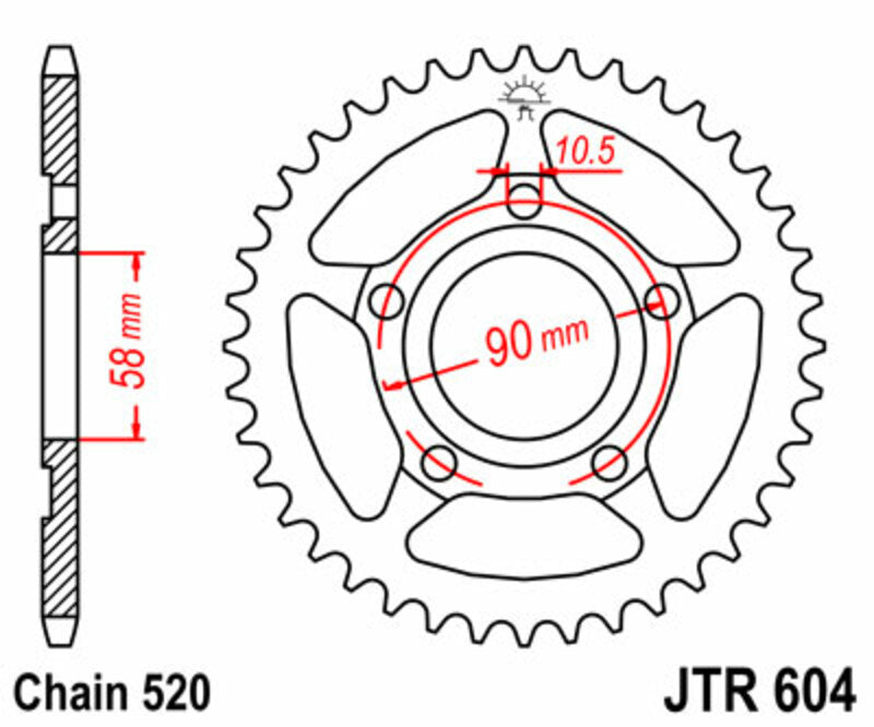 JT SPROCKETS Steel Standard Rear Sprocket 604 - 520 - 1075083004