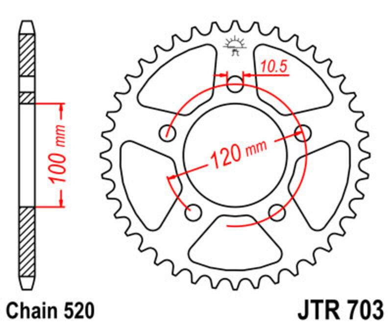 JT SPROCKETS Steel Standard Rear Sprocket 703 - 520 - 1075093001