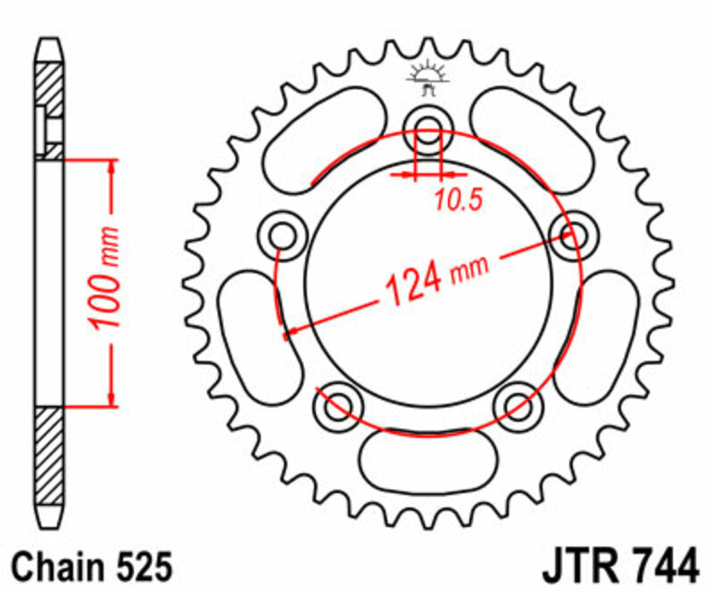 JT SPROCKETS Steel Standard Rear Sprocket 744 - 525
