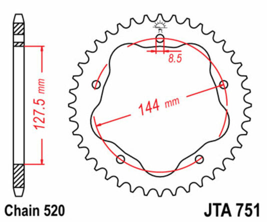 JT SPROCKETS Aluminium Rear Sprocket 751 - 520