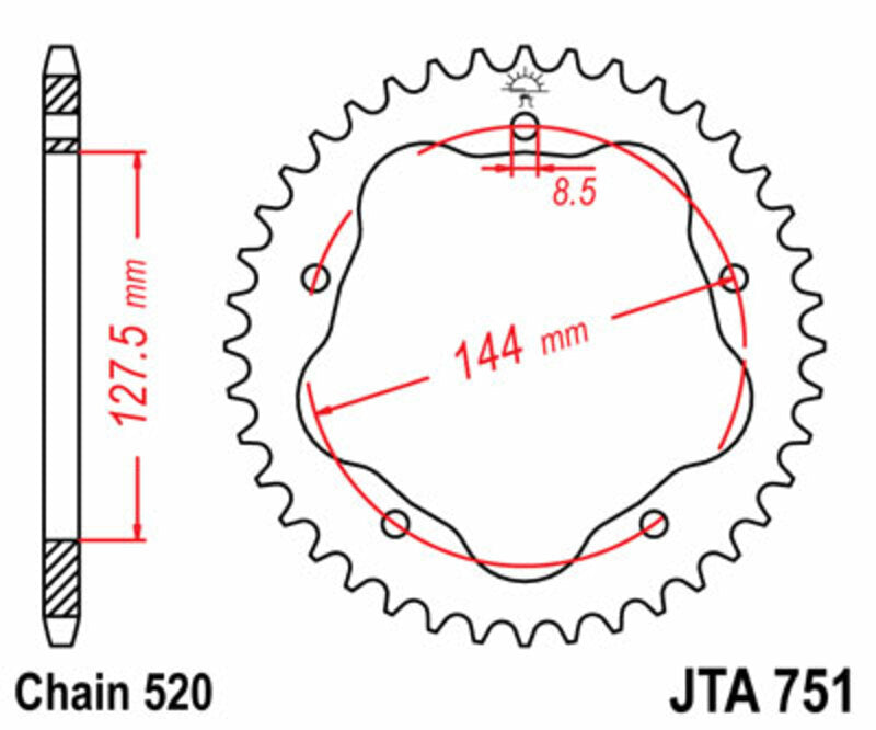 JT SPROCKETS Steel Ultra-Light Rear Sprocket 751 - 520
